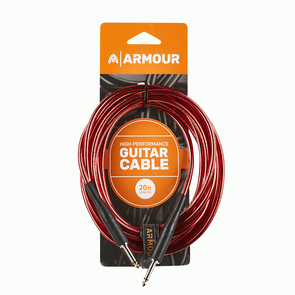 Armour GC20R Guitar 20 Foot Transparent Red Lead - ARMOUR