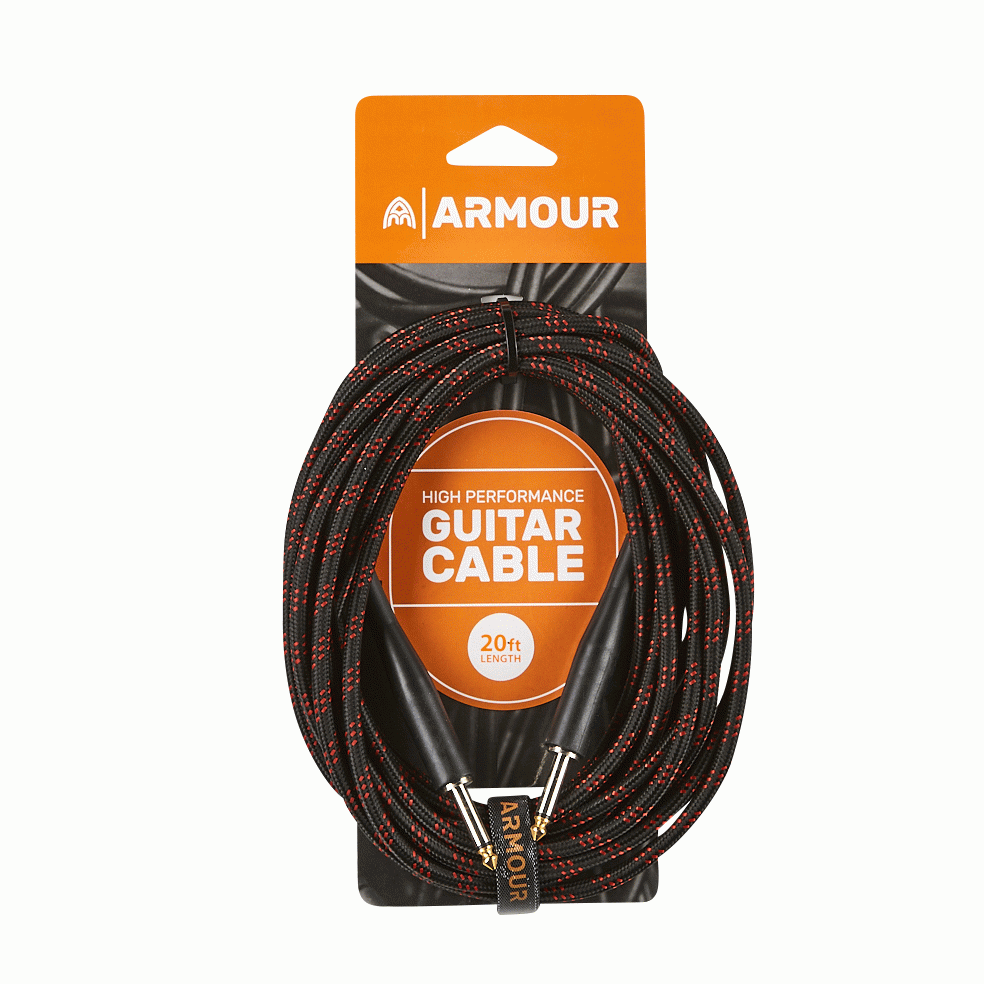 Armour GW20R Guitar 20 Foot Woven Red Stripe - ARMOUR