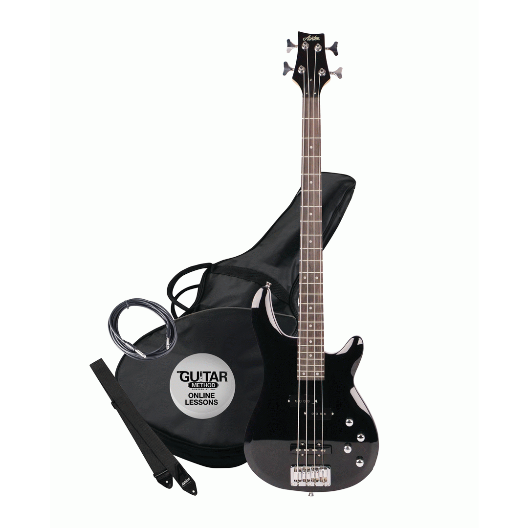 Ashton AB4BK Bass Guitar in Black - ASHTON