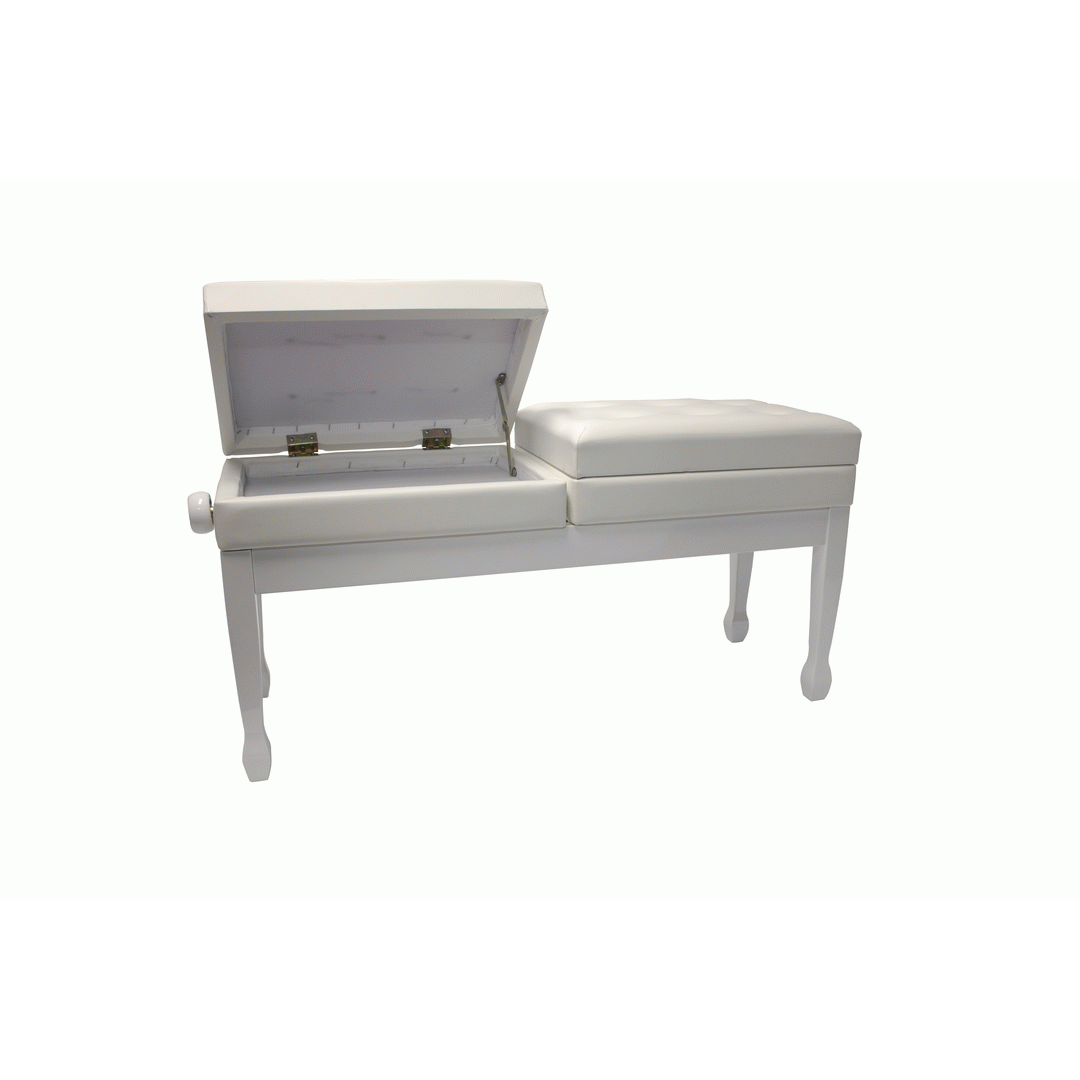 Beale BPB990WH Dual Piano Bench Dual Adjustable Duet in White - BEALE