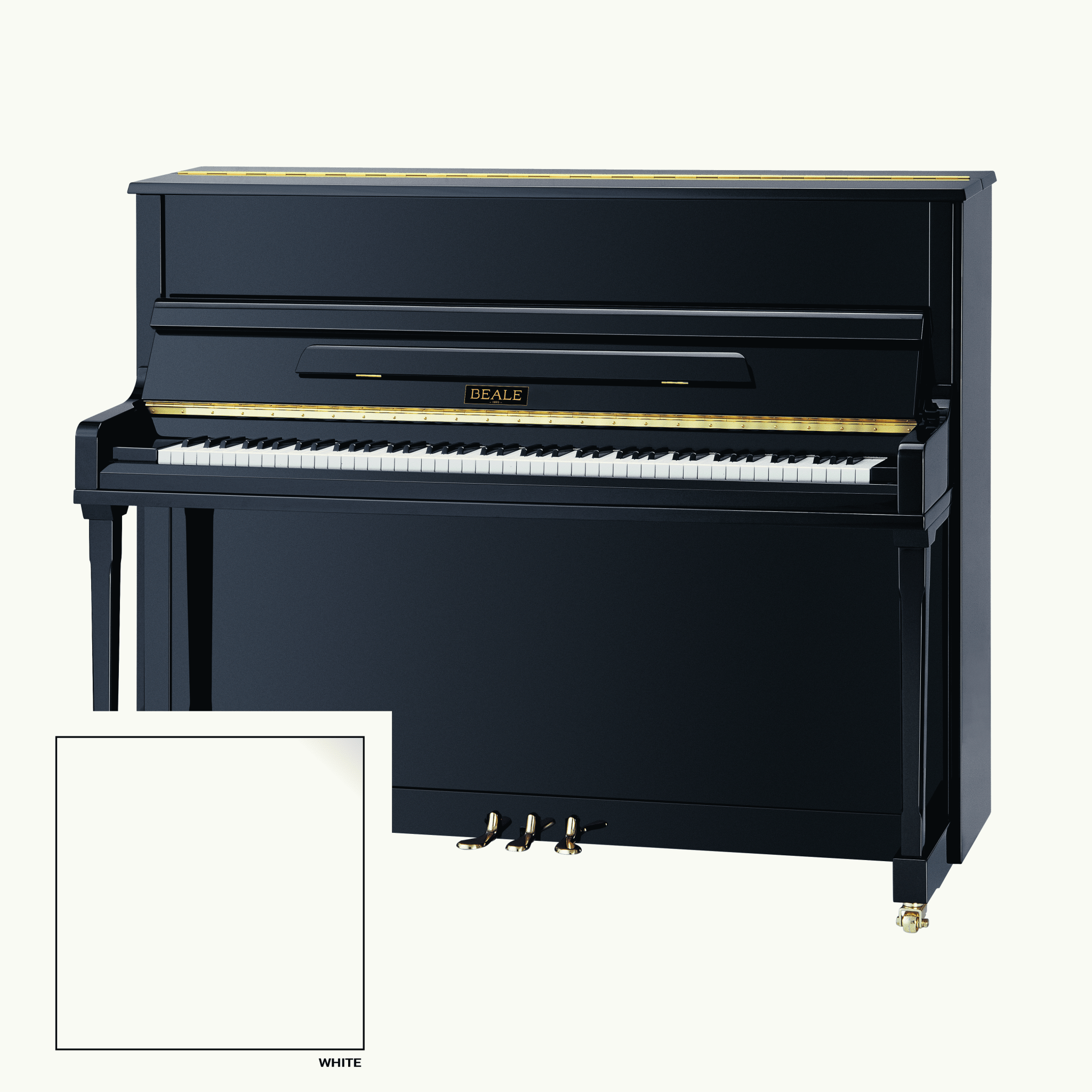 Beale UP121S Upright Piano Colour 12 White - BEALE