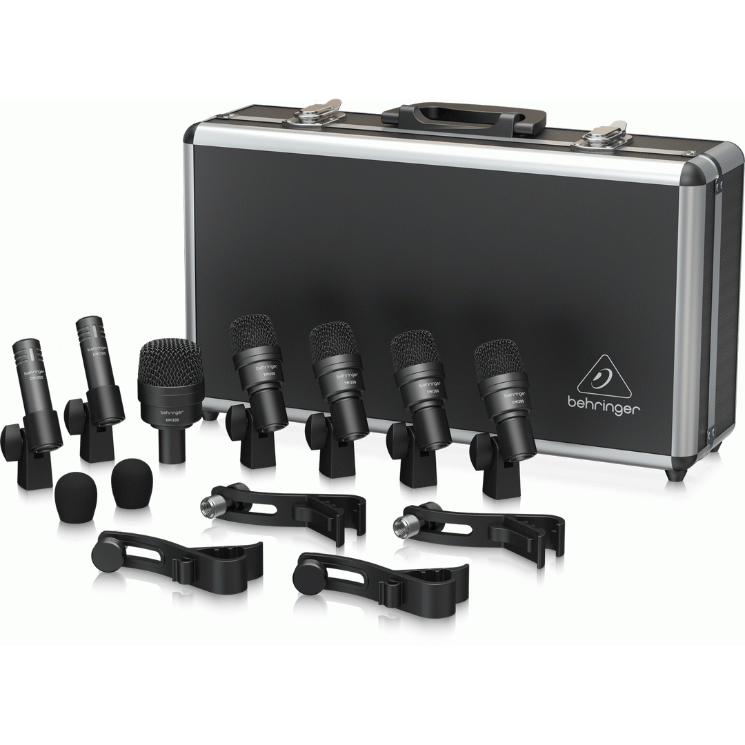 BEHRINGER BC1200 7 PIECE DRUM MICROPHONE SET IN CASE - BEHRINGER
