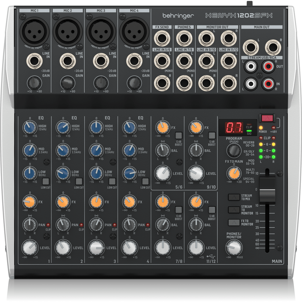 BEHRINGER XENYX 1202SFX 12CH MIXER W/USB & FX - BEHRINGER