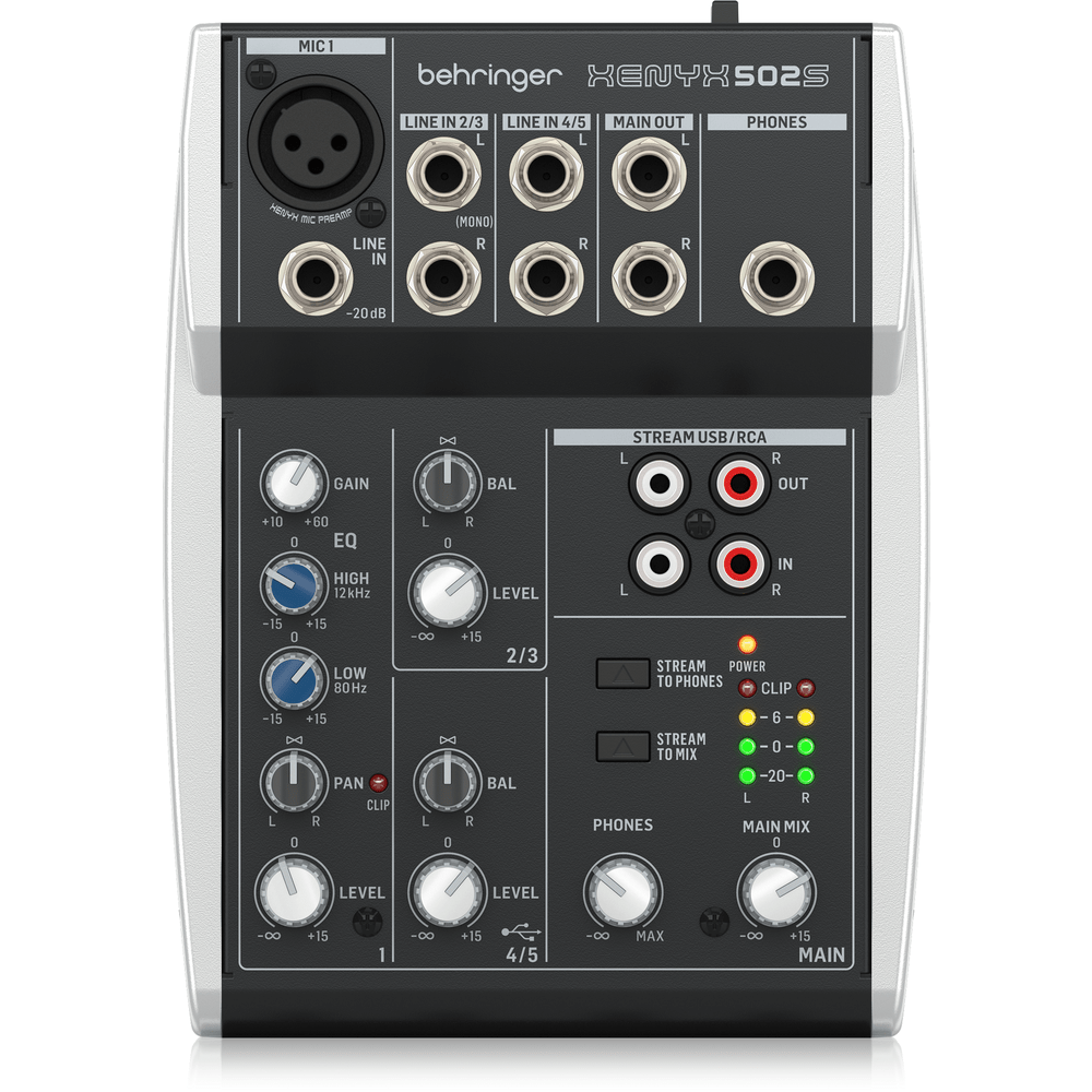 BEHRINGER XENYX 502S 5 CHANNEL MIXER WITH USB - BEHRINGER