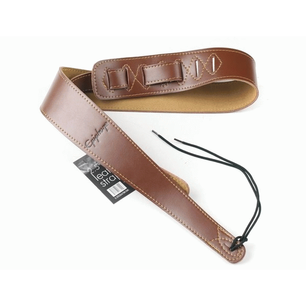 EPIPHONE PREMIUM LEATHER GUITAR STRAP, BROWN - EPIPHONE
