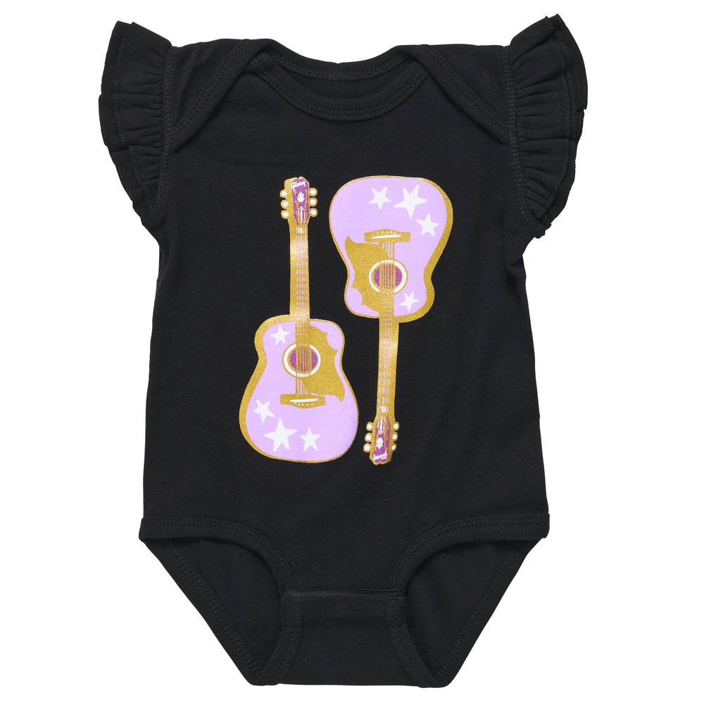 GIBSON PINK GUITAR BABY ONESIE (BLACK), 0/3M - GIBSON