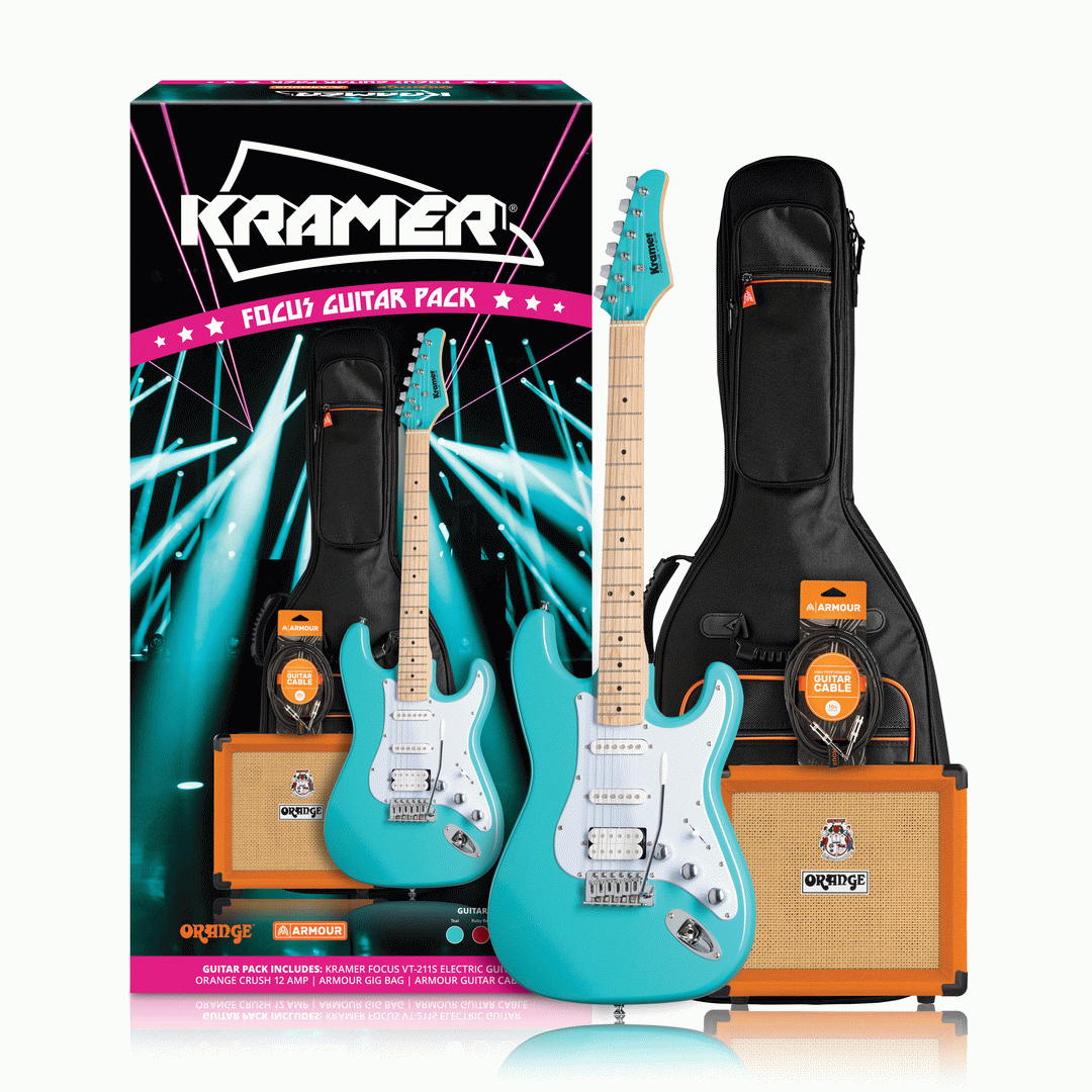 KRAMER FOCUS VT211S TEAL W/ ORANGE CRUSH AND ACCESSORIES - KRAMER
