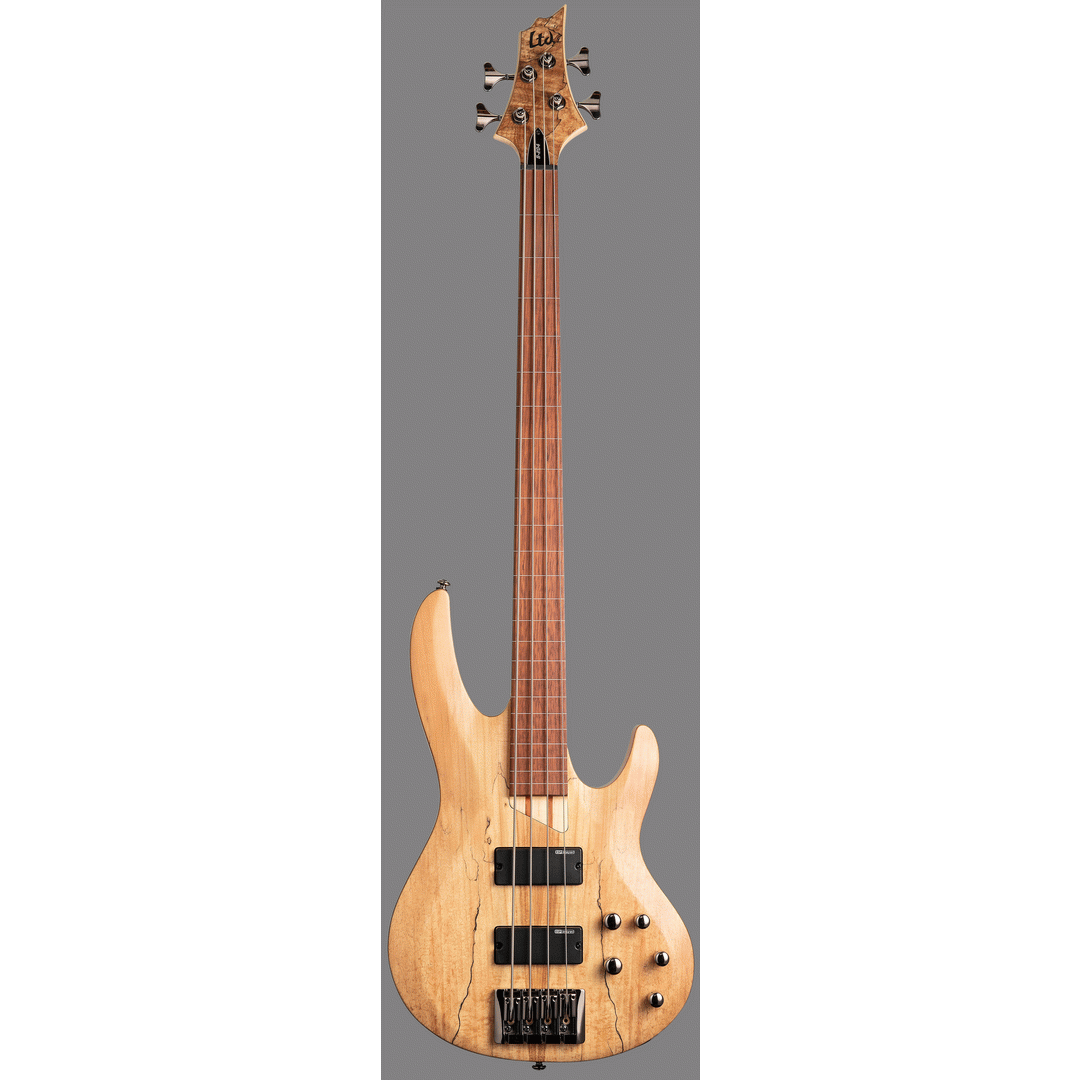 LTD B - 204 SPALTED MAPLE 4 STR FRETLESS - ESP