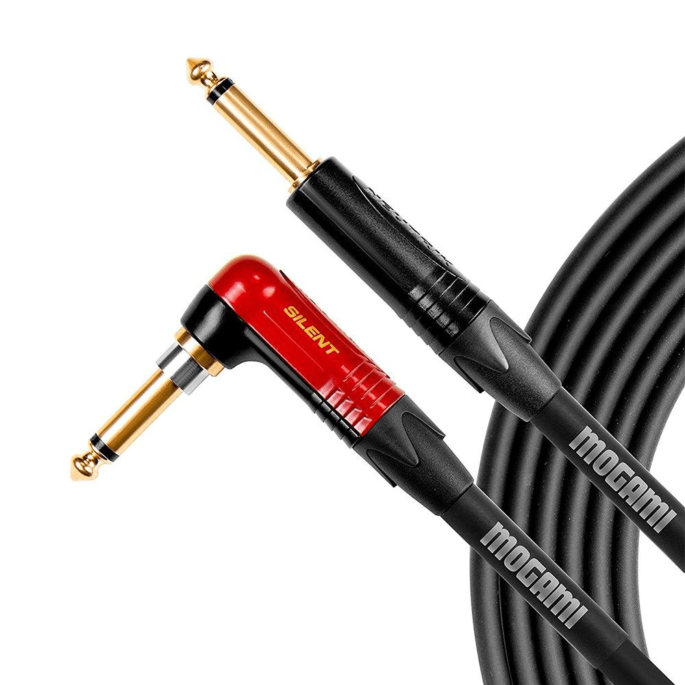 Mogami Platinum Right - Angle to Straight Guitar Cable w/ Silent Plug (20ft) - MOGAMI