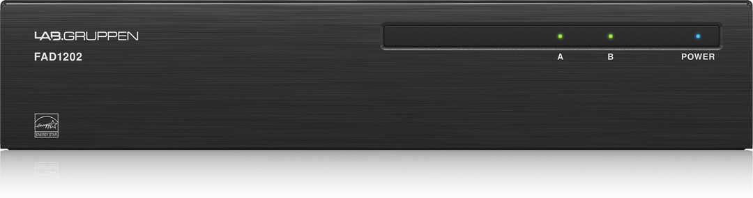 The LAB.GRUPPEN FAD1202, 2 x 120 Watt Commercial Amplifier with Direct Drive Technology, Dante Networking and Energy Star Certification - LAB GRUPPEN